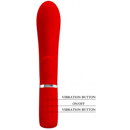 Rabbit Vibrant - Thomas Rouge - Ergonomique - Waterproof - Rechargeable - 11 cm / Ø 3,8 cm - Pretty Love
