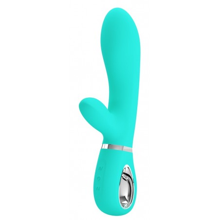 Rabbit Vibrant - Thomas Turquoise - Ergonomique - Waterproof - Rechargeable - 11 cm / Ø 3,8 cm - Pretty Love
