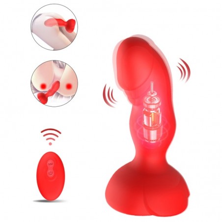 Plug Vibrant Rosy Juliet Rouge Télécommandé - Forme De Pénis Et De Rose - Etanche - Rechargeable - 10 cm / Ø 3,5 cm - MyPlayToys