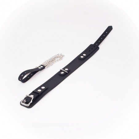 Collier Et Laisse Deluxe Collar - Silicone Noir - Circonférence : 47 cm Réglable - Laisse Métal : 80 cm - Kiotos