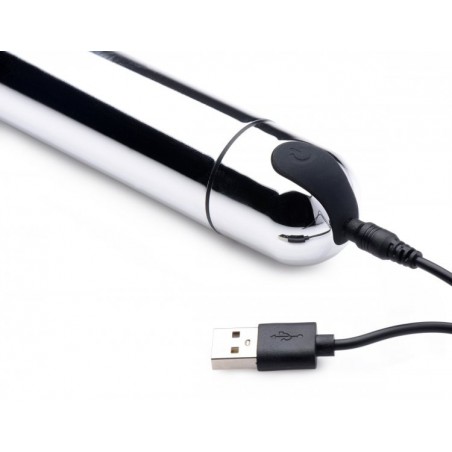 Vibromasseur Multifonction - Thunder Bullet Argenté - Rechargeable - 18 Cm / Ø 3,5 Cm - Master Series