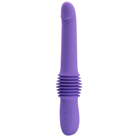Gode Vibrant Pazuzu Violet - Fonction Va-Et-Vient - Vaginal Ou Anal - Etanche - USB - De 15 A 22 cm / Ø 3,5 cm - Pretty Love