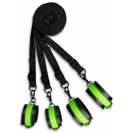Kit De Bondage Pour Literie Bed Bindings Phosphorescent - 4 Sangles - 2 Paires De Menottes Ajustables A Boucles - Ouch