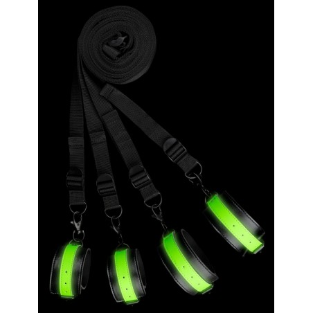 Kit De Bondage Pour Literie Bed Bindings Phosphorescent - 4 Sangles - 2 Paires De Menottes Ajustables A Boucles - Ouch