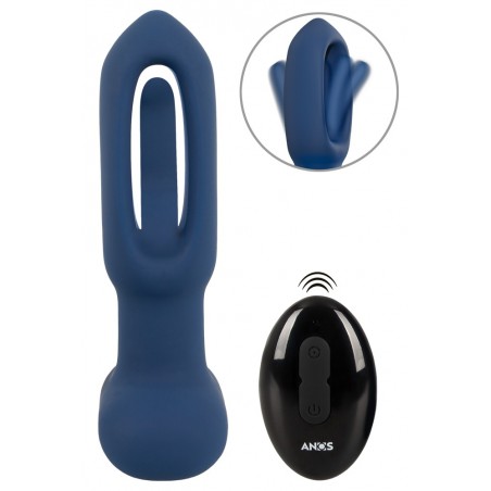 Plug Anal Vibrant Et Mouvements De Langue - Flick Tong Bleu - Télécommandé - Etanche - Rechargeable - 11 cm / Ø 3,5 cm - Anos