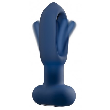 Plug Anal Vibrant Et Mouvements De Langue - Flick Tong Bleu - Télécommandé - Etanche - Rechargeable - 11 cm / Ø 3,5 cm - Anos