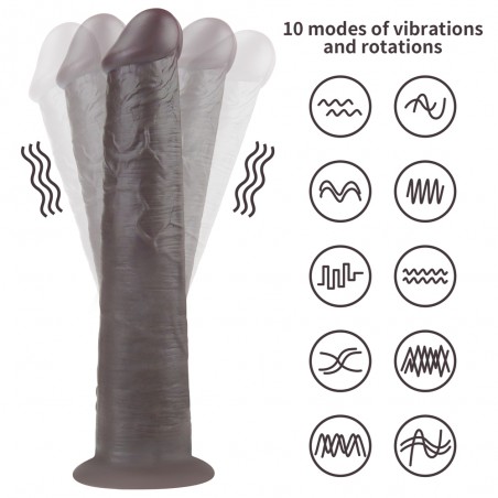 Gode Vibrant Et Rotatif Big Rotacock A Ventouse Marron - Télécommandé - Etanche - Rechargeable - 24 cm / Ø 5 cm - Lovetoy