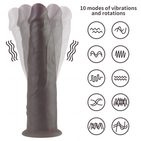 Gode Vibrant Et Rotatif Rotacock A Ventouse Marron - Télécommandé - Etanche - Rechargeable - 22 cm / Ø 5 cm - Lovetoy