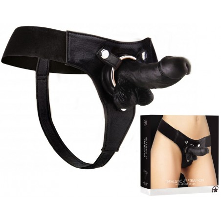 Gode ceinture réaliste noir - 15 cm