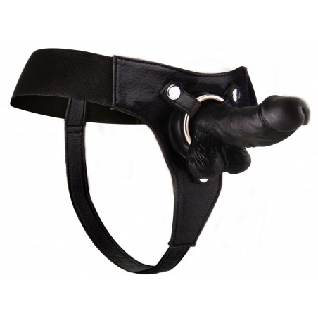Gode ceinture réaliste noir - 15 cm