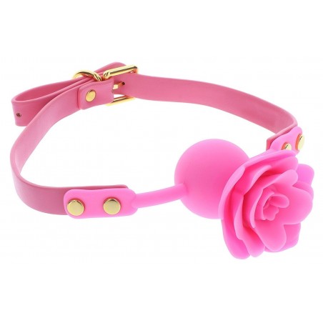 Bâillon Boule Percée Malibu Rose Ø 4 cm - Sangle Ajustable Simili Cuir De 46 à 56 cm - Taboom