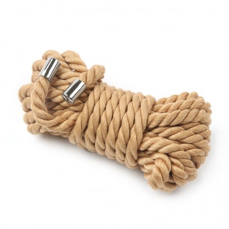 Corde Bondage Metaly M En Polyester Beige 10 Mètres - Shibari - Soumission Et BDSM - Extrémités Métal - DBS Master