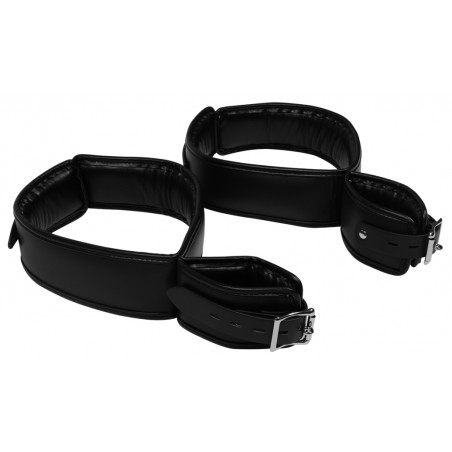 Accessoire D'attache Des Poignets Aux Cuisses Wrist Cuffs - Simili Cuir Noir - Boucles Métal - Ouch