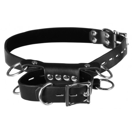 Accessoire D'attache Des Cuisses Aux Mollets Kneeling Cuffs - Simili Cuir Noir - Boucles Métal - Ouch