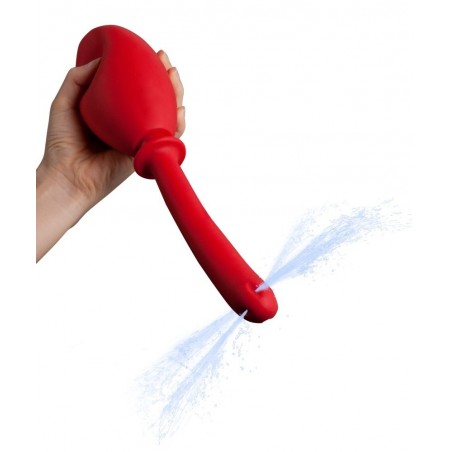 Poire De Lavement Anal Fresh Tube - Silicone Rouge - Embout Flexible A Trous - 275 Ml - 13 cm / Ø 2,2 cm - NMC