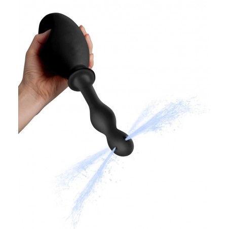 Poire De Lavement Anal Fresh Onde - Silicone Noir - Embout Ondulé A Trous - 275 Ml - 13 cm / Ø 3 cm - NMC