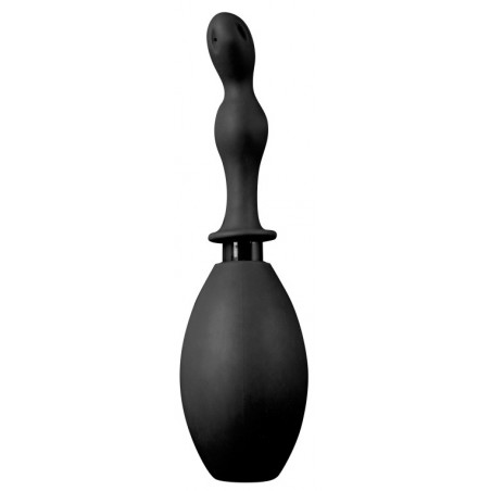 Poire De Lavement Anal Fresh Onde - Silicone Noir - Embout Ondulé A Trous - 275 Ml - 13 cm / Ø 3 cm - NMC