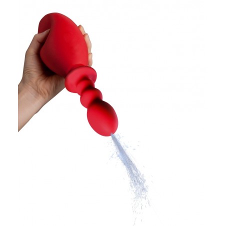 Poire De Lavement Anal Fresh Wash - Silicone Rouge - Embout Ondulé A Trou - 275 Ml - 10 cm / Ø 3,2 cm - NMC