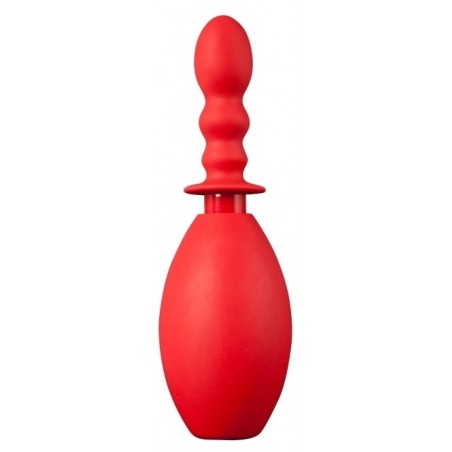 Poire De Lavement Anal Fresh Wash - Silicone Rouge - Embout Ondulé A Trou - 275 Ml - 10 cm / Ø 3,2 cm - NMC