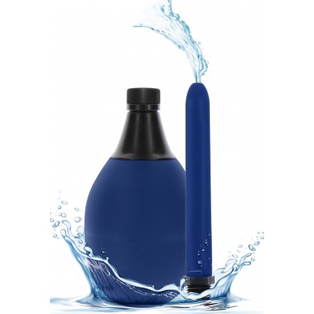 Poire De Lavement Anal The Reservoir - Silicone Bleu - Embout A Trou - 475 Ml - 15 cm / Ø 2 cm - Toyjoy
