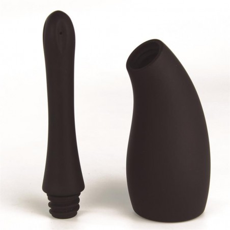 Poire De Lavement Anal Meticulous - Silicone Noir - Embout Incurvé A Trous - 180 Ml - 12 cm / Ø 2 cm - TardeNoche