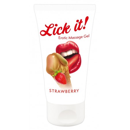 Lubrifiant A Base D'eau Comestible Et Huile De Massage Vegan - Goût Fraise - 50 ML - Lick It