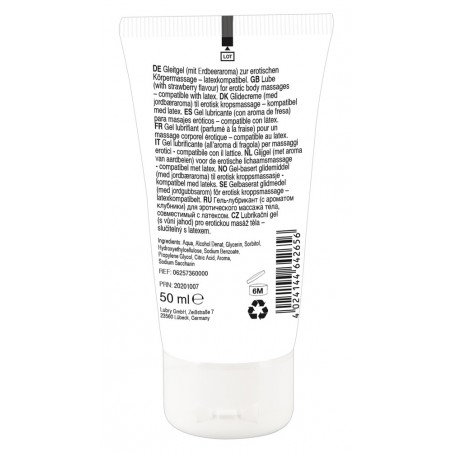 Lubrifiant A Base D'eau Comestible Et Huile De Massage Vegan - Goût Fraise - 50 ML - Lick It