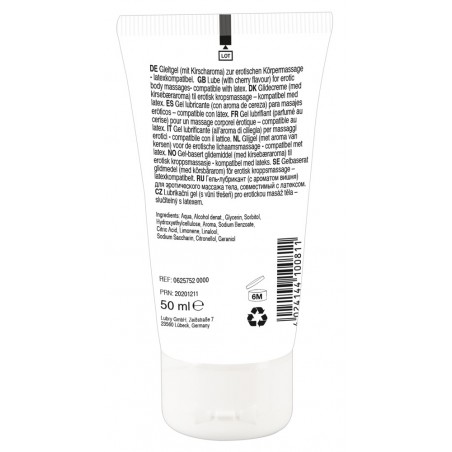 Lubrifiant A Base D'eau Comestible Et Huile De Massage Vegan - Goût Cerise - 50 ML - Lick It