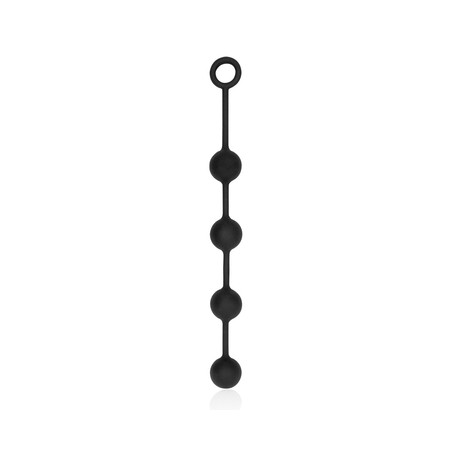 Chapelet Anal - Chapballs Médium - 4 Boules - Silicone Noir Flexible - 35 Cm / Ø 3,8 Cm - Ouch