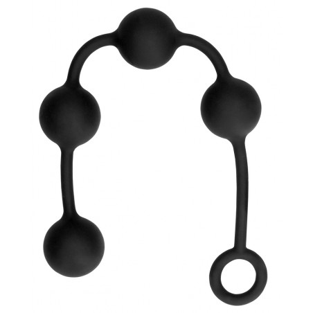 Chapelet Anal - Chapballs Médium - 4 Boules - Silicone Noir Flexible - 35 Cm / Ø 3,8 Cm - Ouch