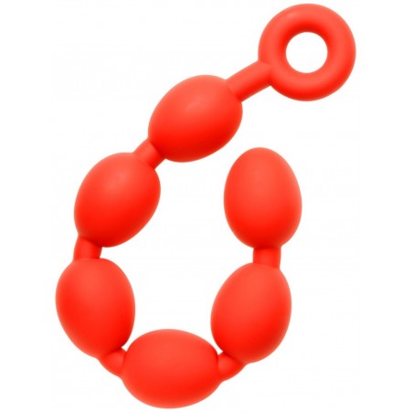 Chapelet Anal - Stretch Eggs M - 6 Boules - Silicone Rouge Flexible - 45 Cm / Ø 5 Cm - MK Toys