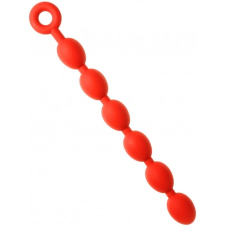 Chapelet Anal - Stretch Eggs M - 6 Boules - Silicone Rouge Flexible - 45 Cm / Ø 5 Cm - MK Toys