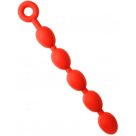 Chapelet Anal - Stretch Eggs L - 5 Boules - Silicone Rouge Flexible - 47 Cm / Ø 6 Cm - MK Toys