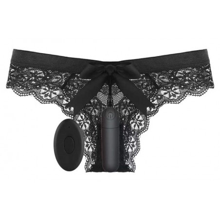 Culotte Vibrante En Dentelle Bullepantie Noire - Stimulateur Clitoridien - Télécommandé - USB - Waterproof - Joy Jewels