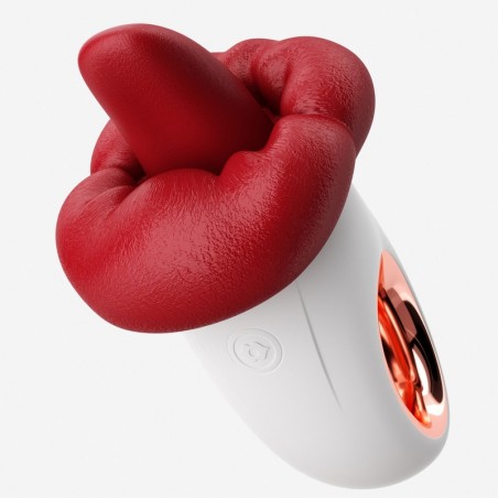 Stimulateur Clitoridien Langue - Realmouth Rouge Et Blanc - Forme De Bouche - Rechargeable - 15 cm / 7 cm - My Play Toys