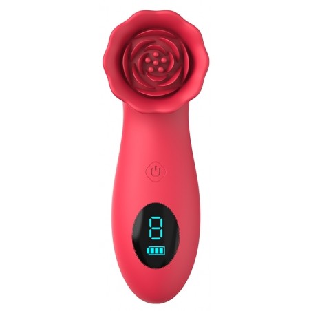 Stimulateur Clitoridien A Picots - Flowerlips Rouge - Rechargeable - Afficheur Digital - 13 cm / Ø 5 cm - My Play Toys