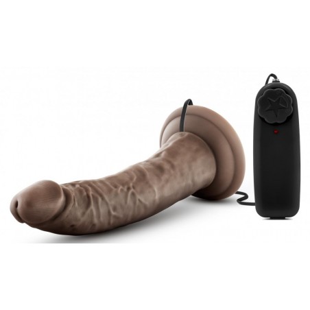 Gode Vibrant Dr Dave Marron - Gland Saillant - Télécommande Filaire - Ventouse/Harnais - 18 cm / Ø 4 cm - Dr Skin