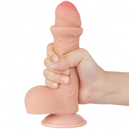 Gode Ventouse Avec Testicules Qui Se décalotte Chair - Réaliste - 12 cm / Ø 3,7 cm - Lovetoy