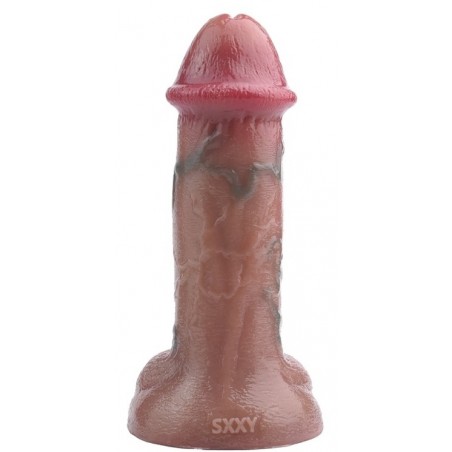 Gode Vibrant Skinnier Ugo A Ventouse Marron - Télécommandé - Etanche - Rechargeable - 12,5 cm / Ø 4,5 cm - RealCockz