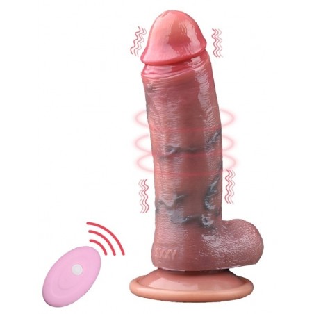 Gode Vibrant Skinnier Leo A Ventouse Marron - Télécommandé - Etanche - Rechargeable - 11 cm / Ø 3,7 cm - RealCockz
