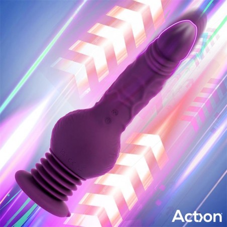 Gode Va-Et-Vient A Ventouse Booster Violet - Waterproof - Rechargeable - 12 cm / Ø 4,2 cm - Action