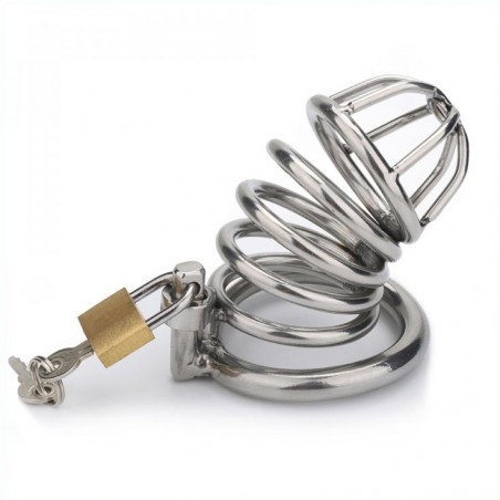 Cage De Chasteté En Métal Birdy - Tailles Des Anneaux S : 4 cm - M : 4,5 cm - L : 5 cm - Cadenas/Clés - 8 Cm / Ø 3,5 Cm - Fukr