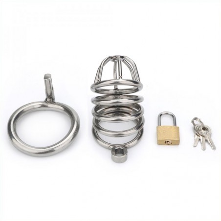 Cage De Chasteté En Métal Birdy - Tailles Des Anneaux S : 4 cm - M : 4,5 cm - L : 5 cm - Cadenas/Clés - 8 Cm / Ø 3,5 Cm - Fukr