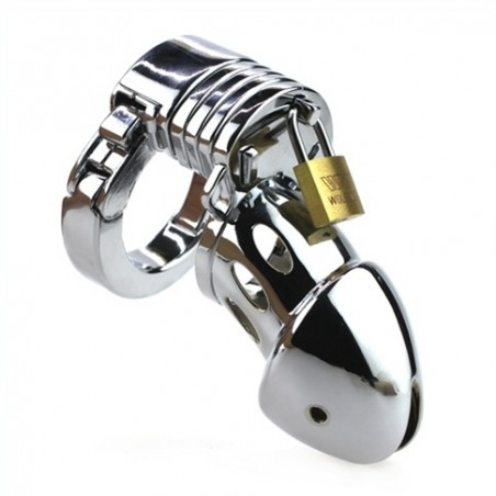 Cage De Chasteté En Métal Modula - Anneau : 4,5 cm - Cadenas/Clés - 400 GR - 9 Cm / Ø 3,5 Cm - Fukr