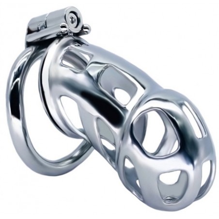 Cage De Chasteté En Métal Cobra Steel - Tailles Des Anneaux S : 4 cm - M : 4,5 cm - L : 5 cm - Clé Allen - 10 / Ø 3,7 Cm - Fukr