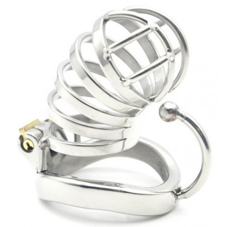 Cage De Chasteté Métal Hook Full - Tailles Anneaux S : 4 cm - M : 4,5 cm - L : 5 cm - Crochet/Cadenas/Clés - 8 / Ø 3,3 Cm - Fukr
