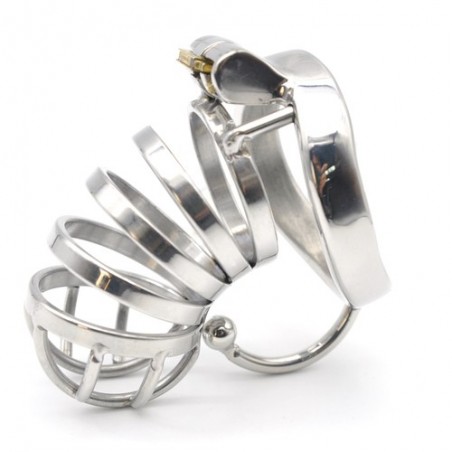 Cage De Chasteté Métal Hook Full - Tailles Anneaux S : 4 cm - M : 4,5 cm - L : 5 cm - Crochet/Cadenas/Clés - 8 / Ø 3,3 Cm - Fukr