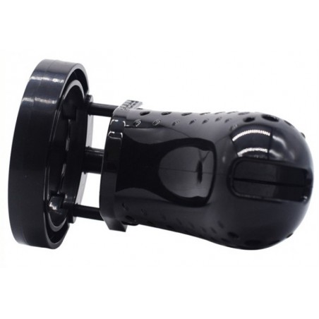 Cage De Chasteté Perf - 5 Anneaux - Eléments De Calage - Cadenas - Clés - ABS Noir - 9,5 Cm / Ø 3,3 Cm - Fukr