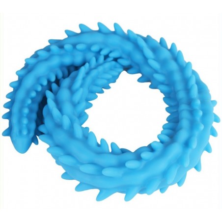 Double Gode Scolop L - Dong En Silicone Bleu - A Picots - Taille L - 60 Cm / Ø 5 Cm - DoublePlayz