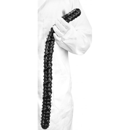 Double Gode Super Textur S - Dong En PVC Noir - Texturé Et Perlé - 52 Cm / Ø 3,5 Cm - DoublePlayz